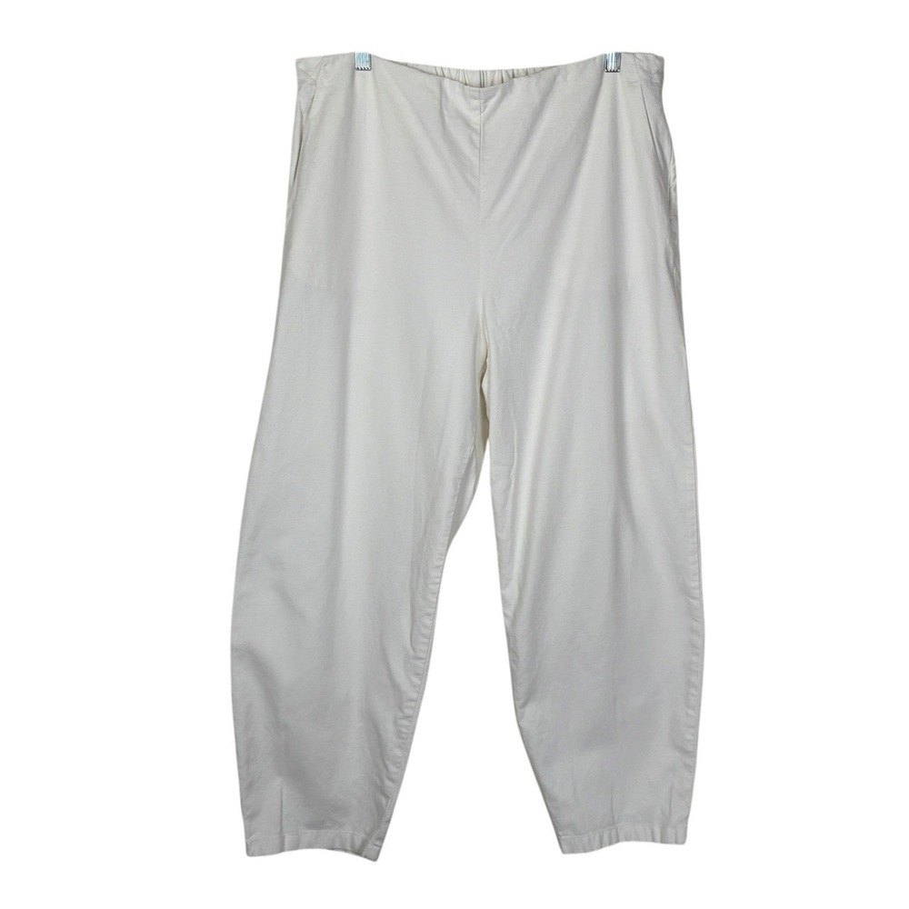 Eileen Fisher Cotton Hemp Blend Lantern Pant Size L White Barrel Style